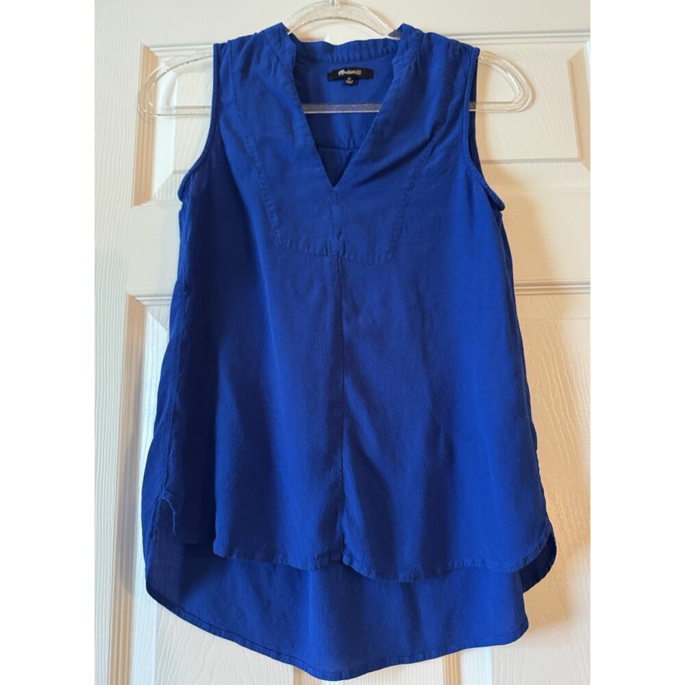Madewell Women’s Royal Blue Inlet Popover Tank-Top Cami Deep V-Neck Size XS